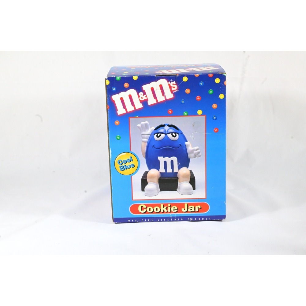 M&M's Cool Blue Cookie Jar Vintage Mars Candy Character With Box 90s